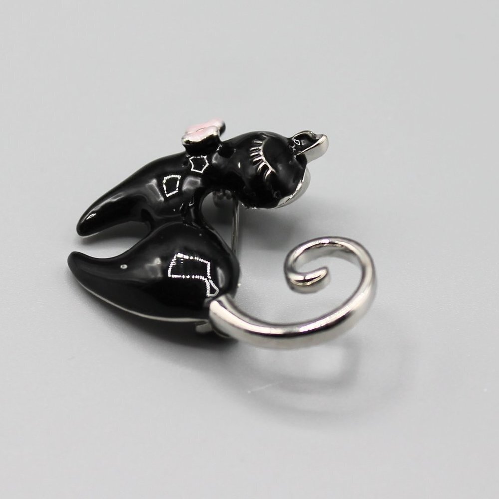Cat brooch pin jewelry pendant adorable cute gold black pink small elegant - Picture 9 of 12